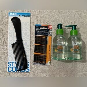 Garnier Fructis Sleek & Shine Anti-Frizz Serum 5.1 Fl Oz x2 , Bobby pins , comb